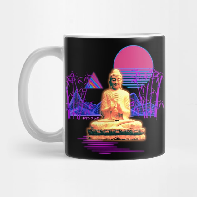 Neon Buddha Vaporwave Synthwave by Shirt Vibin